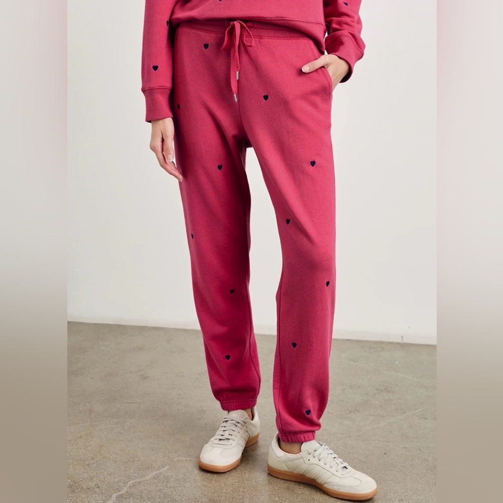 Rails Pink Heart-Patterned Joggers. XXL